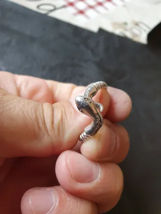 Anillo Plata Maciza Serpiente Único, piedras