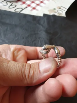 Anillo Plata Maciza Serpiente Único, piedras