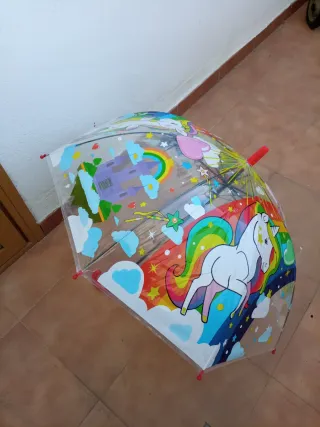 Paraguas infantil unicornio y castillo