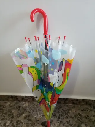 Paraguas infantil unicornio y castillo