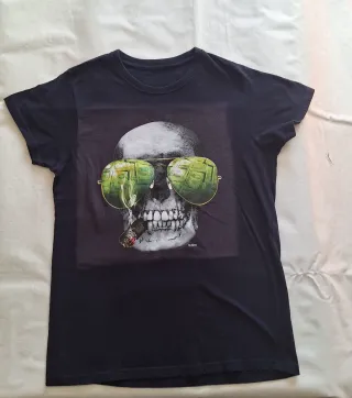 Camiseta negra calavera gafas dinero talla S