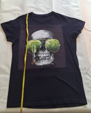 Camiseta negra calavera gafas dinero talla S