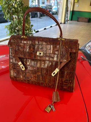 Bolso Vintage Serpiente Marrón Dorado