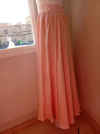 Falda larga rosa talla única