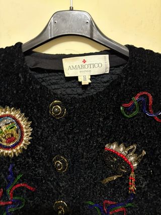 Amarotico Boutique Giacca Nera Ricamata Tg L