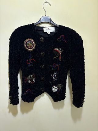 Amarotico Boutique Giacca Nera Ricamata Tg L