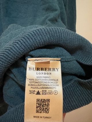 Maglione Burberry Uomo Tg M Blu Petrolio