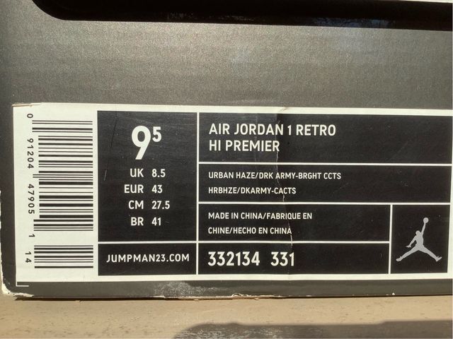 Nike Air Jordan 1 Premium Verde 43/9,5/27,5cm