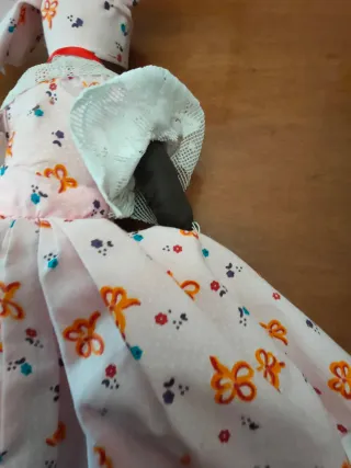 Bambola Haiti Vintage Tessuto Testa Argilla