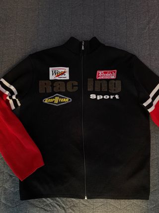 Chaqueta de punto racing negra y roja