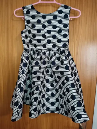Vestido infantil bolinhas e riscas