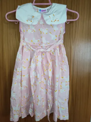 Vestido infantil rosa com patos