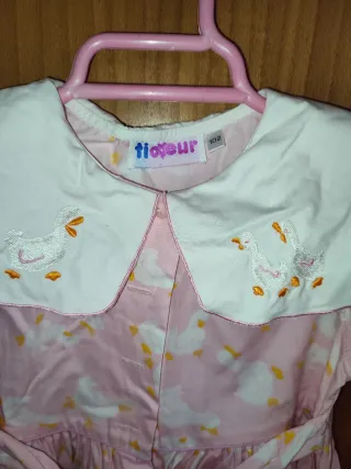 Vestido infantil rosa com patos