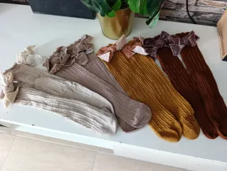 Calcetines vestir niña la rodilla lazo