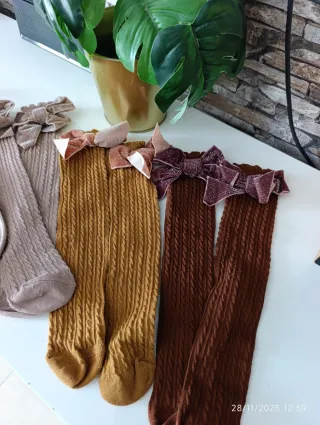 Calcetines vestir niña la rodilla lazo