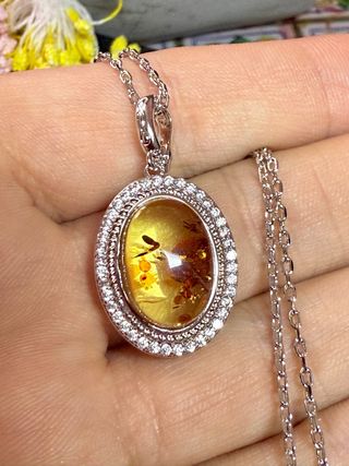 Colgante Plata 925 con Ámbar de pétalos
