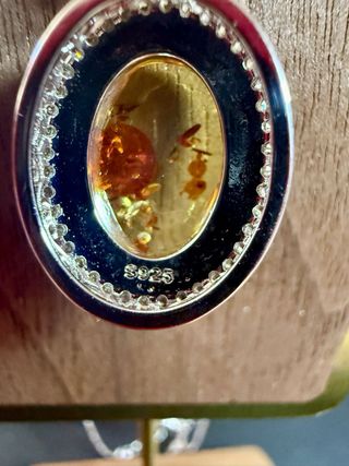 Colgante Plata 925 con Ámbar de pétalos