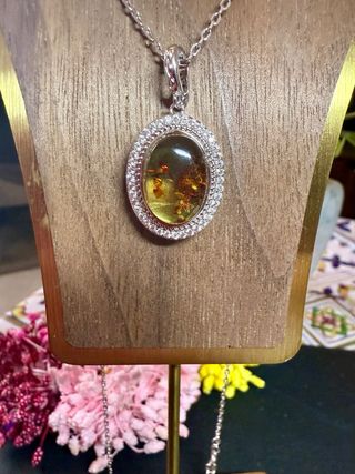 Colgante Plata 925 con Ámbar de pétalos
