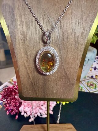 Colgante Plata 925 con Ámbar de pétalos