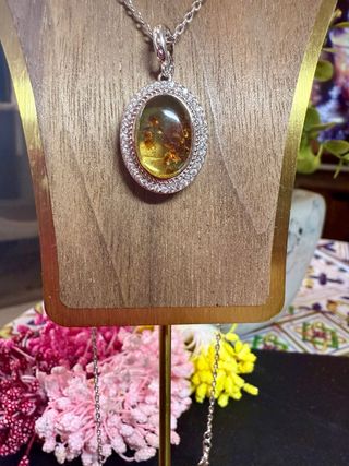 Colgante Plata 925 con Ámbar de pétalos