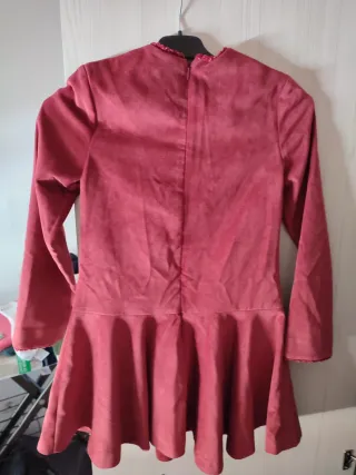 Vestido niña rojo y beige