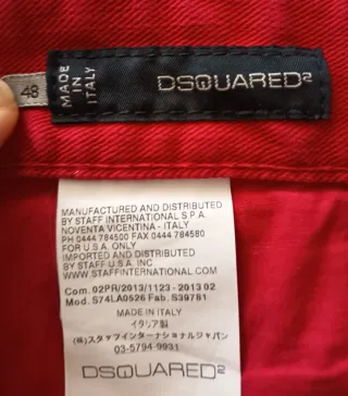 Vaqueros hombre Dsquared2 Rojos Talla 48 M/L