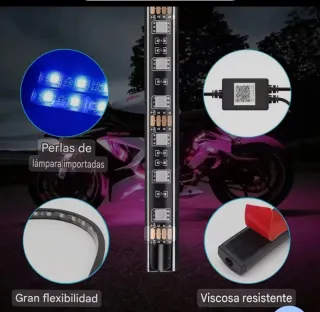 Kit 12 tiras Led 12v para iluminacion moto