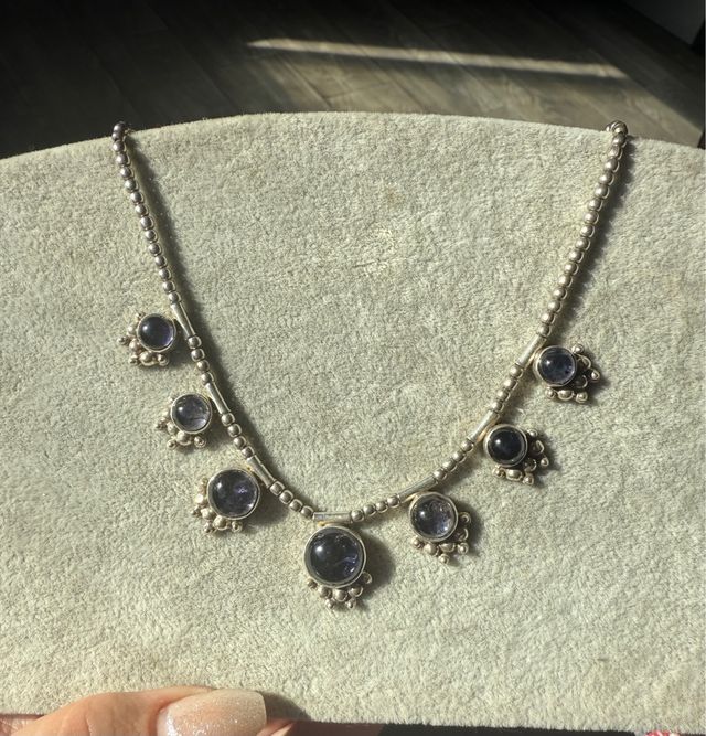 Collar Plata 925 con Piedras Moradas