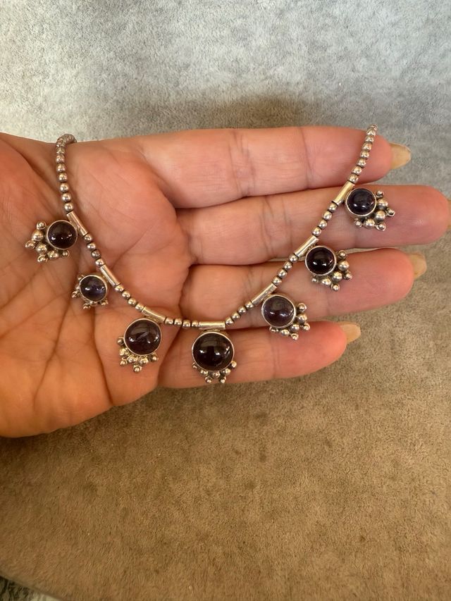 Collar Plata 925 con Piedras Moradas