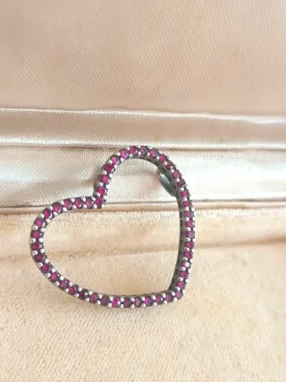Colgante Corazón Plata y Rubí