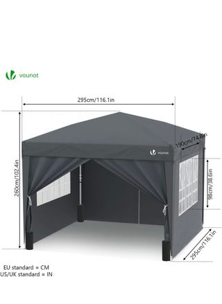 VOUNOT® Tenda Pieghevole Gazebo 3x3m