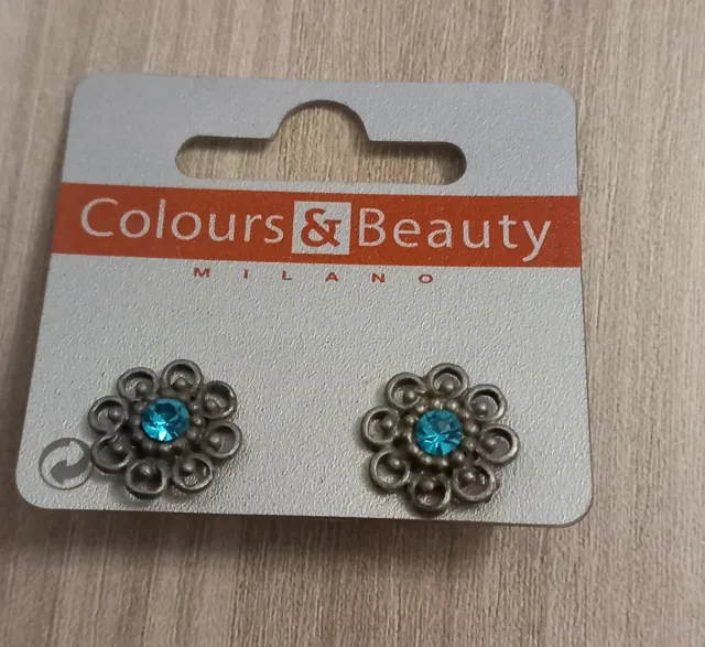 Orecchini Colours & Beauty fiore blu argento