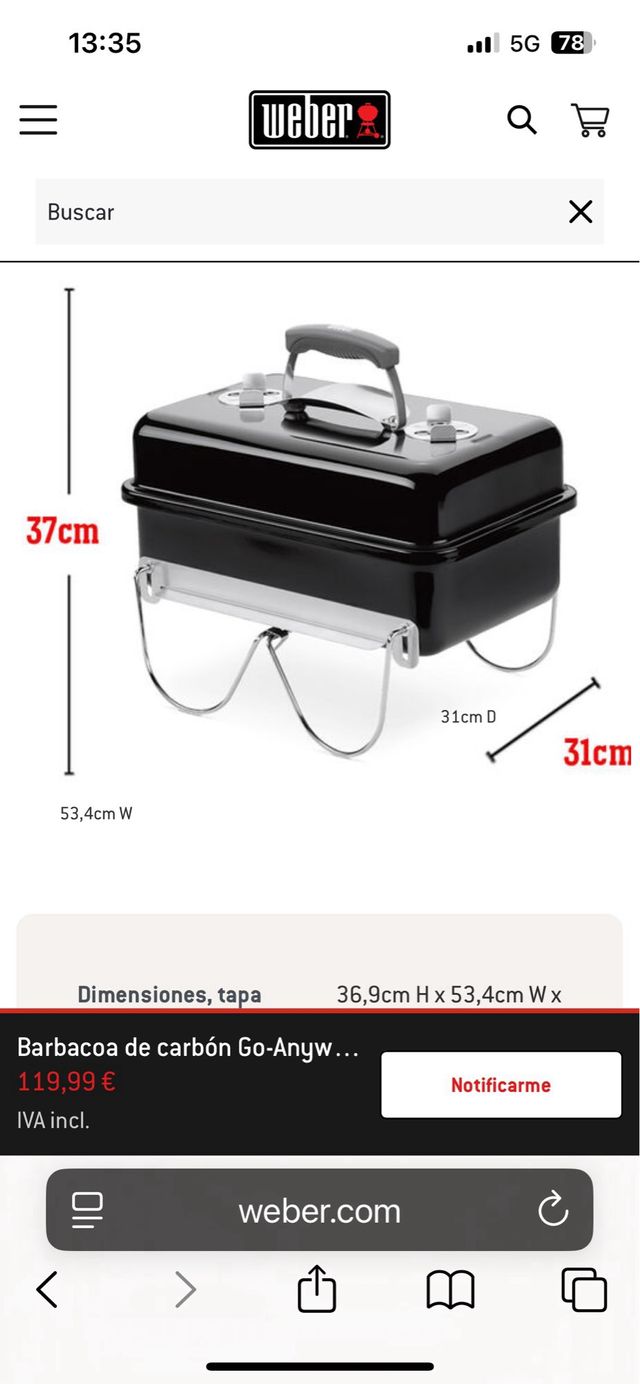 Barbacoa Weber Carbone Portatile