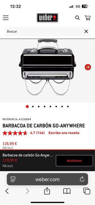 Barbacoa Weber Carbone Portatile