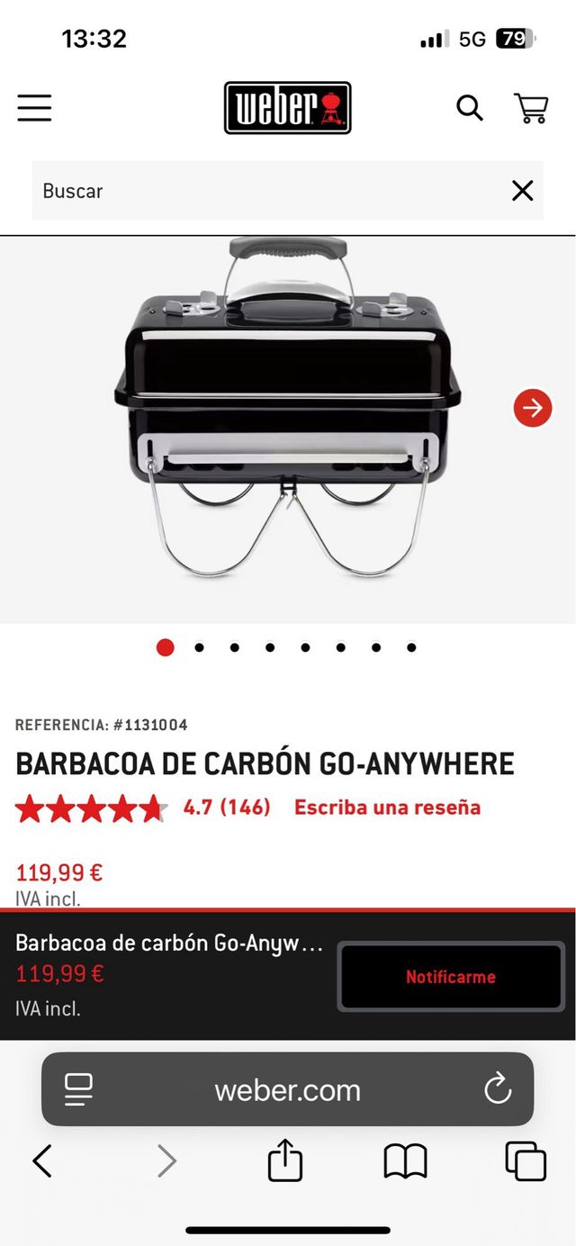 Barbacoa Weber Carbone Portatile