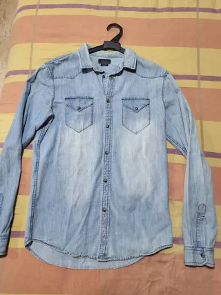 Camisa vaquera Zara Man azul claro
