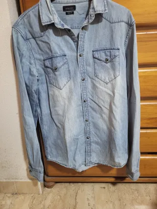 Camisa vaquera Zara Man azul claro