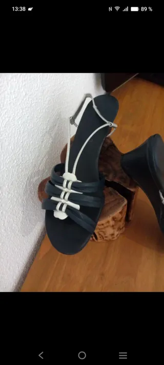 Sandalias Woman Fantasy Piel azul marino/Plata