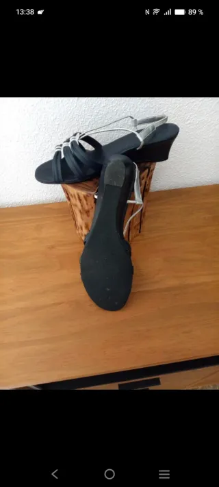 Sandalias Woman Fantasy Piel azul marino/Plata