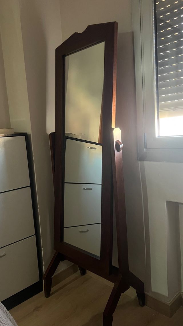 Espejo con pie abatible de nogal medias 52x144 con