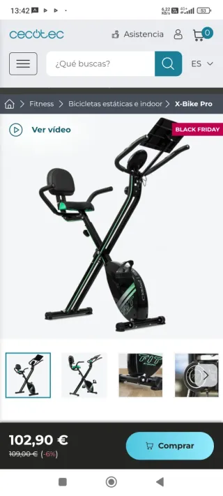 Bicicleta Estática Verde y Negra