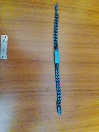 Pulsera caballero eslabones azul y negro