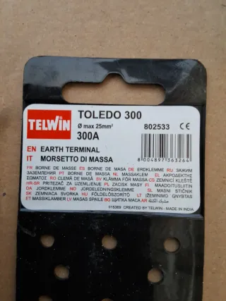 Pinza Masa Soldadura Telwin Toledo 300A