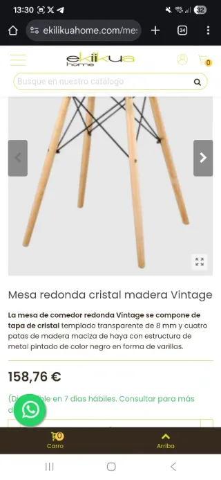 Tavolo rotondo in vetro da 80 cm per sala da pranzo o cucina