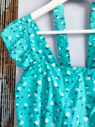 Vestido corto floral azul S