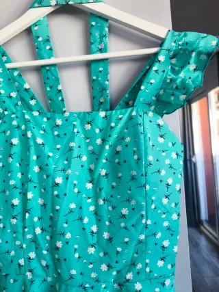 Vestido corto floral azul S