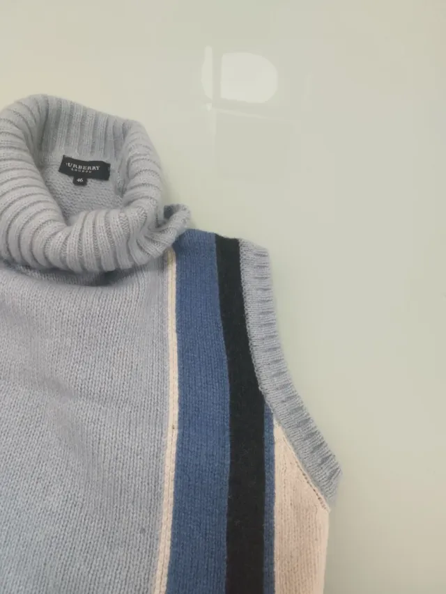 Chaleco Burberry Cuello Alto Rayas Mujer