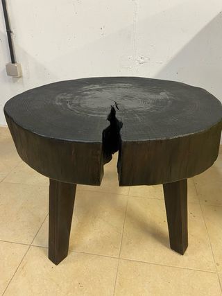 Mesa auxiliar tronco madera negra