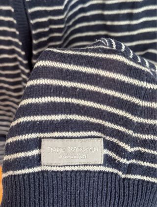 Chaqueta de punto azul marino a rayas