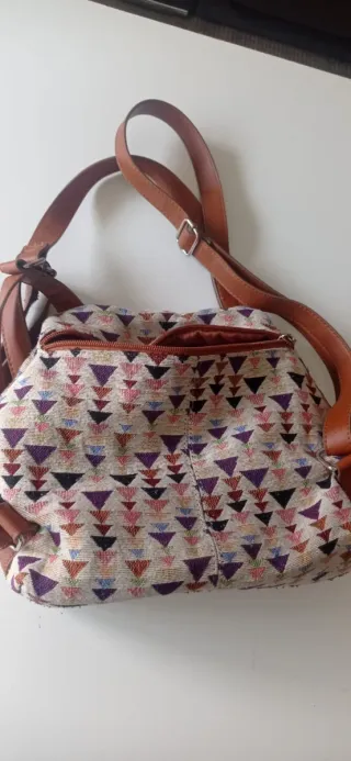 Mochila señora beige y morado